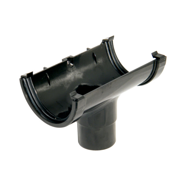 FloPlast Half Round 75mm Gutter Running Outlet Black