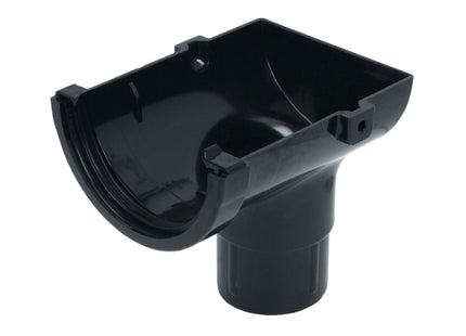 FloPlast Half Round 75mm Gutter Stopend Outlet Black