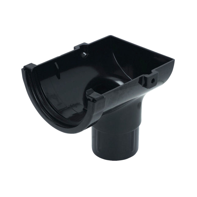 FloPlast Half Round 75mm Gutter Stopend Outlet Black