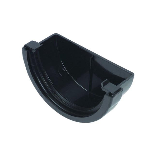 FloPlast Half Round 75mm Gutter External Stop End Black