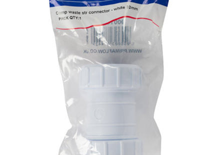 Primaflow PS Compression Waste Str Connector - 32mm, White