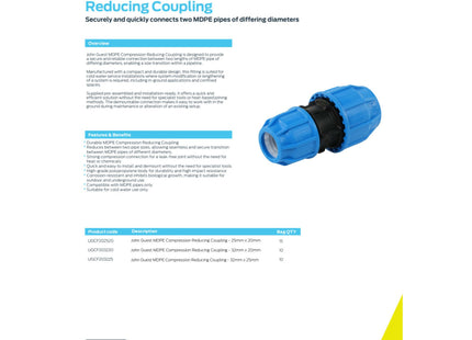 John Guest MDPE Compression Reducing Coupling - 32mm x 25mm