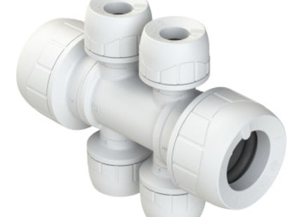 Polyplumb Enhanced 22X10mm 4 Port Double Socket - PB4822EW - Perfect for Plumbing