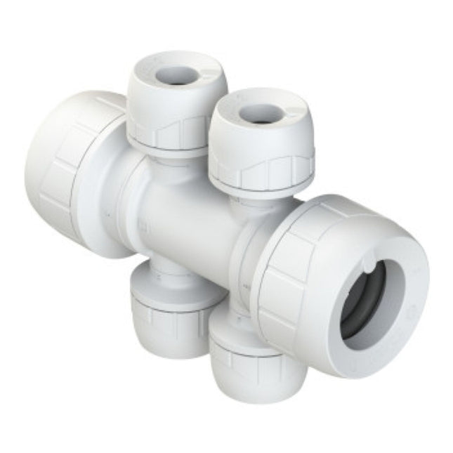 Polyplumb Enhanced 22X10mm 4 Port Double Socket - PB4822EW - Perfect for Plumbing