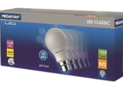 Megaman 9.6W Classic Lamp B22 2700K - 10 Pack - 710464E