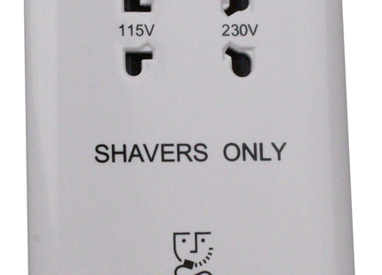 Varilight Dual Voltage Shaver Socket White Moulded Bevel XOSSW