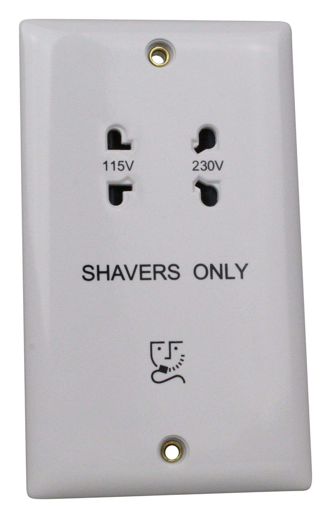 Varilight Dual Voltage Shaver Socket White Moulded Bevel XOSSW