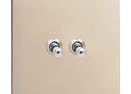 Varilight Screwless Satin Chrome Effect Double Toggle Switch XDNT2S