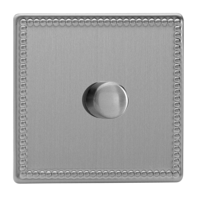 Varilight V-Pro Screwless Jubilee Brushed Steel 1-Gang LED Trailing Edge Dimmer Switch 1 or 2 Way