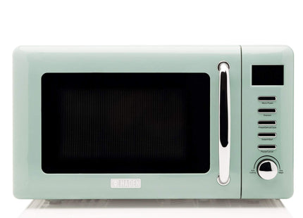 Haden Cotswold Sage Green Microwave 20ltr Capacity 800W Microwave Digital Controls 60 Minute Timer 5 Power Levels Digital Controls Defrost and Express Functions