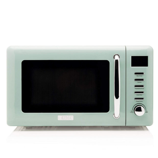 Haden Cotswold Sage Green Microwave 20ltr Capacity 800W Microwave Digital Controls 60 Minute Timer 5 Power Levels Digital Controls Defrost and Express Functions