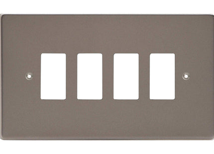 Varilight 4-Gang Grid Plate (Twin Plate) Pewter XDRPG4-P
