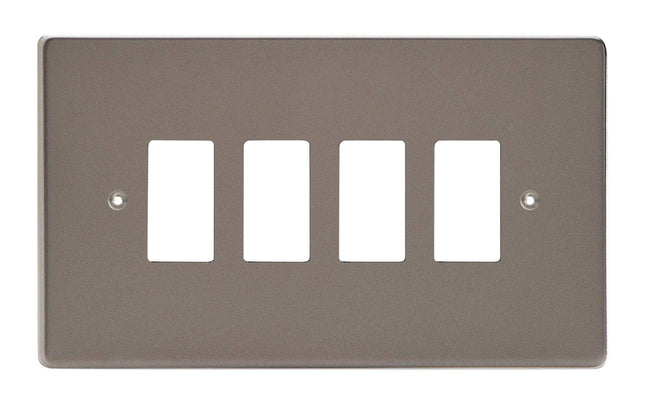 Varilight 4-Gang Grid Plate (Twin Plate) Pewter XDRPG4-P