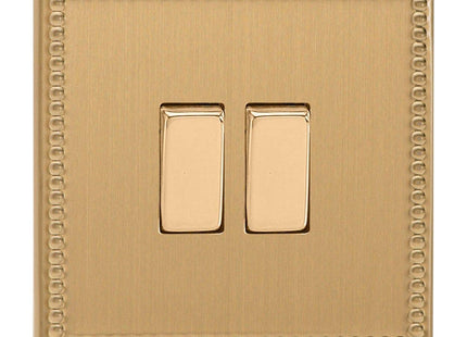 Varilight 2-Gang (Double), 1 or 2 Way 10 Amp Switch, Dimension Screwless Jubilee Brushed Brass XDY2S.JB