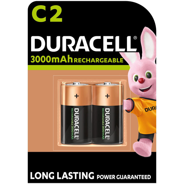 Duracell 75052458, 10 x Rechargeable C 3000 mAh Batteries, pack of 2, Black (20 Batteries)