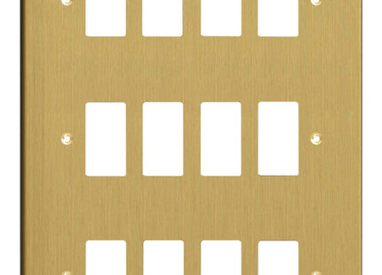 Varilight 12-Gang Grid Plate (Triple Twin Plate) Brushed Brass XDBPG12-P