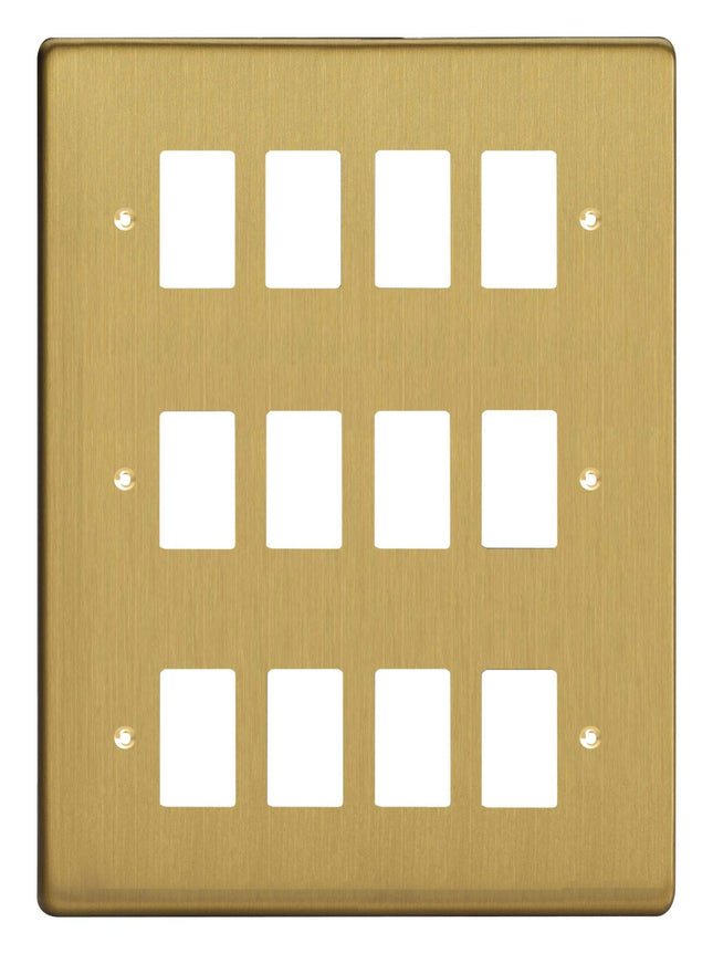 Varilight 12-Gang Grid Plate (Triple Twin Plate) Brushed Brass XDBPG12-P