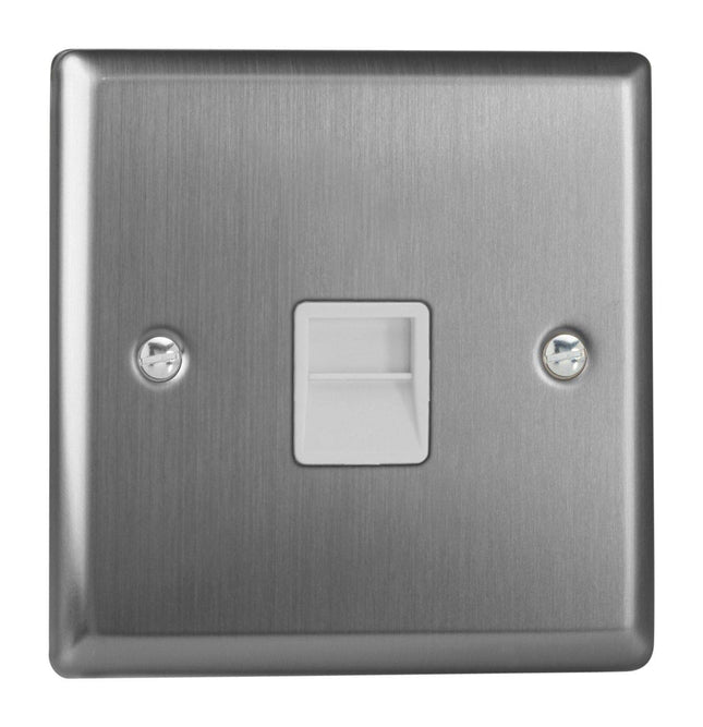 Varilight XTTSW Classic Brushed Steel 1-Gang Telephone Slave (Extension) Socket