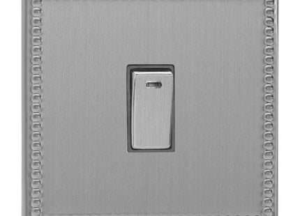 Varilight 1-Gang (Single), 20 Amp Double Pole Switch with Neon, Dimension Screwless Jubilee Brushed Steel XDY20NDS.JS