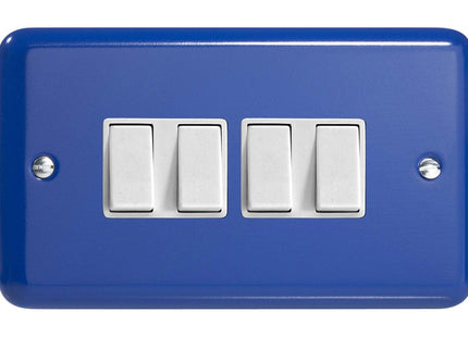 Varilight 4-Gang 10A 1- or 2-Way Rocker Light Switch (Twin Plate) Reflex Blue XY9W.RB