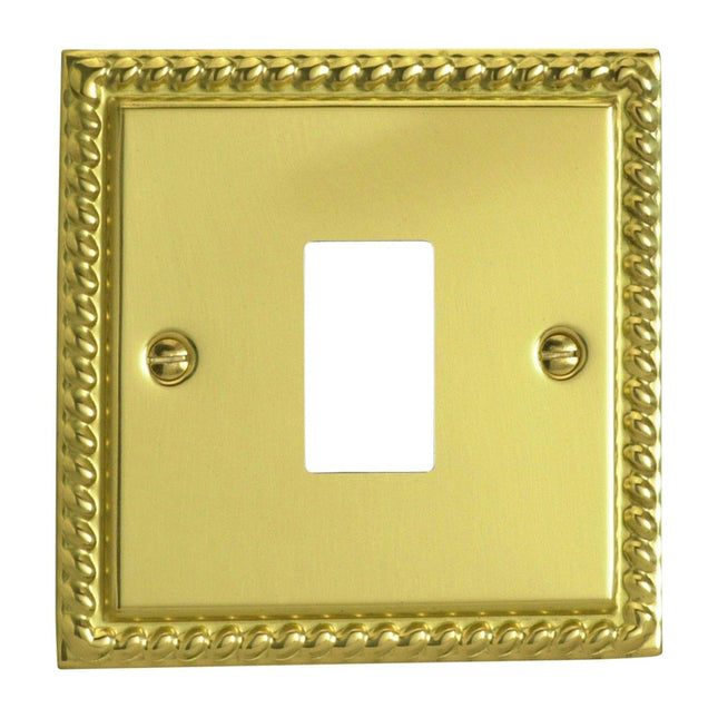 Varilight XGPGY1 Georgian Polished Brass 1-Gang PowerGrid Plate (Single Plate)
