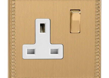 Varilight 1-Gang (Single), 13 Amp Switched Socket, Dimension Screwless Jubilee Brushed Brass XDY4WS.JB