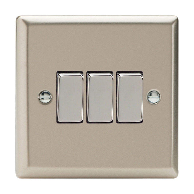 Varilight XN3D Rocker Switches Chrome 3 Gang Satin