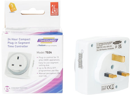 Timeguard TG24 24 Hour Compact Plug-In Segment Time Controller, White