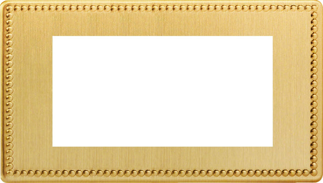 Varilight Double Size Data Grid Face Plate For 3 or 4 Data Modules, Dimension Screwless Jubilee Brushed Brass (Double Plate) XDYG4S.JB