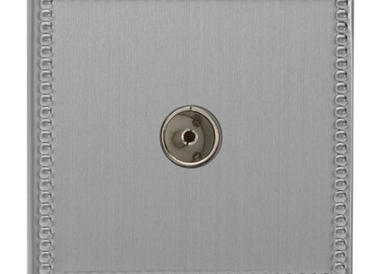 Varilight 1-Gang (Single), Co-axial TV Socket, Dimension Screwless Jubilee Brushed Steel XDY8S.JS