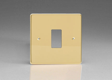 Varilight Flat Plate Powergrid Polished Brass 1-Gang Faceplate