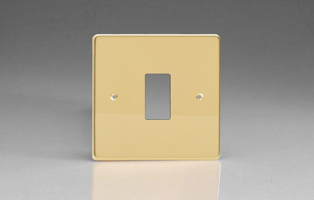 Varilight Flat Plate Powergrid Polished Brass 1-Gang Faceplate