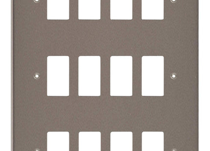 Varilight 12-Gang Grid Plate (Triple Twin Plate) Pewter XDRPG12-P