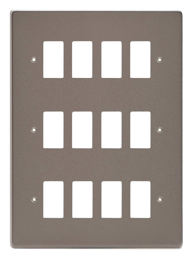 Varilight 12-Gang Grid Plate (Triple Twin Plate) Pewter XDRPG12-P