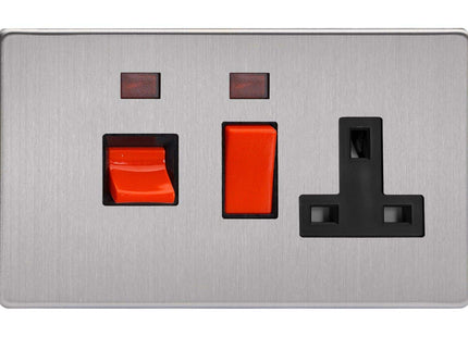 Varilight XDS45PNBS Cooker Switch 45A & Socket Black Pearl Nickel