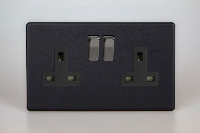 Varilight 2-Gang 13A Double Pole Switched Socket With Metal Rockers