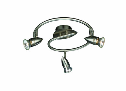 Massive Comet 3 Spotlight Spiral Ceiling Light Matt Chrome (Includes 3 x 50 Watts GU10 Bulb)