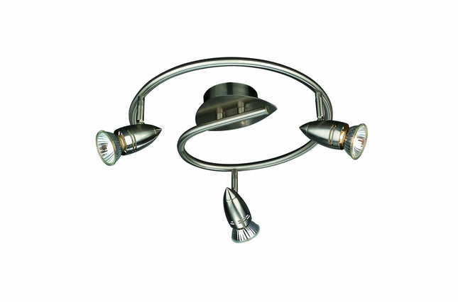 Massive Comet 3 Spotlight Spiral Ceiling Light Matt Chrome (Includes 3 x 50 Watts GU10 Bulb)