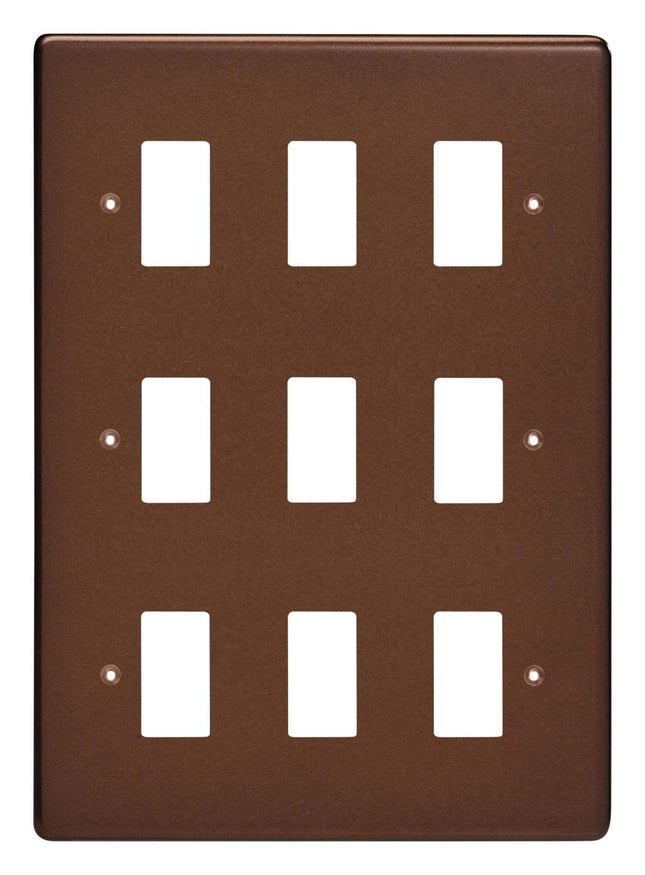 Varilight 9-Gang Grid Plate (Triple Twin Plate) Mocha XDMPG9-P