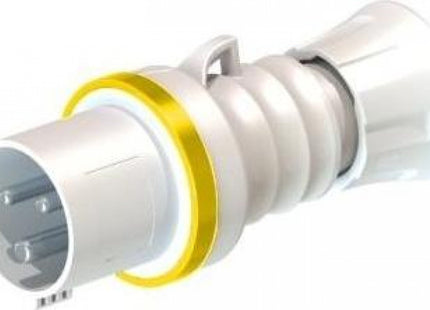 Gewiss GW60001H Low Voltage Screw Wiring Straight Plug, High Performance, IP44/IP54, 4 Reference, 2P+E Pole, 100V-130V, 16 A, 50 Hz/60 Hz, Yellow