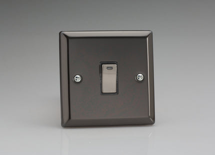 Varilight 1-Gang 20A Double Pole Rocker Light Switch + Neon Indicator Light with Metal Rockers Iridium XI20ND