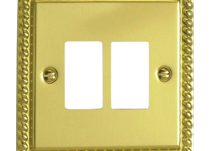 Varilight XGPGY2 Georgian Polished Brass 2-Gang Grid Plate (Single Plate)