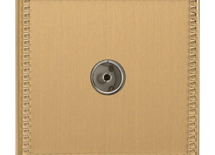 Varilight 1-Gang (Single), Co-axial TV Socket, Dimension Screwless Jubilee Brushed Brass XDY8S.JB