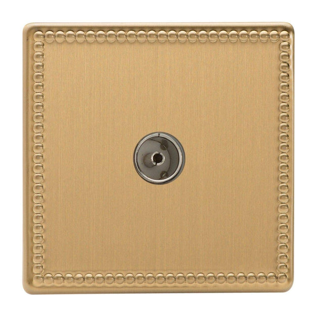 Varilight 1-Gang (Single), Co-axial TV Socket, Dimension Screwless Jubilee Brushed Brass XDY8S.JB