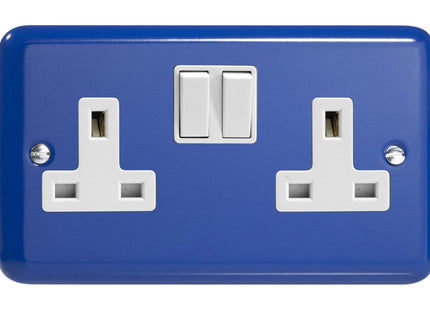 Varilight 2-Gang 13A Double Pole Switched Plug Socket Reflex Blue XY5W.RB