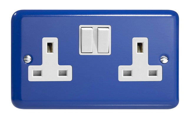 Varilight 2-Gang 13A Double Pole Switched Plug Socket Reflex Blue XY5W.RB