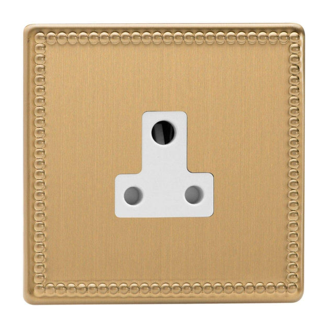 Varilight 1-Gang (Single), 5 Amp Round Pin Socket, Dimension Screwless Jubilee Brushed Brass XDYRP5AWS.JB