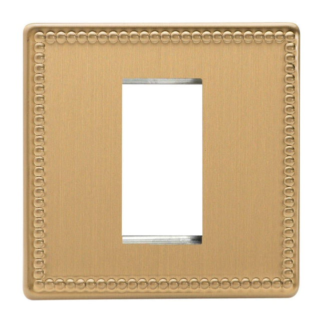 Varilight Single Size Data Grid Face Plate For 1 Data Module Width, Dimension Screwless Jubilee Brushed Brass XDYG1S.JB