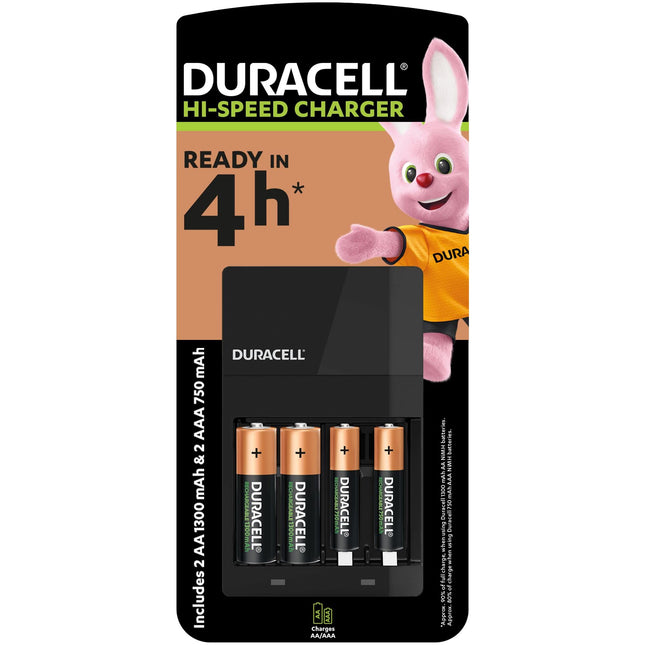 Duracell 4 hours Battery Charger with 2 x AA and 2 x AAA