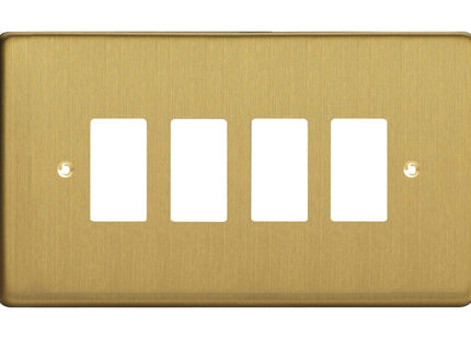 Varilight 4-Gang Grid Plate (Twin Plate) Brushed Brass XDBPG4-P